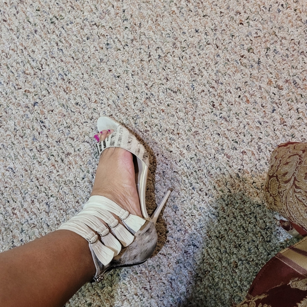 Jimmy Choo 40 cream brown and silver metallic